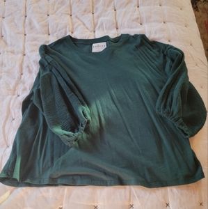 Velvet 3/4 Puff-Sleeve Blouse